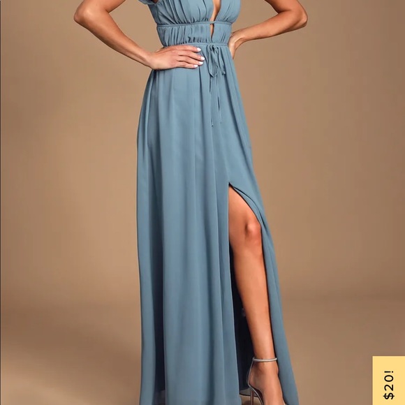 Lulu’s Blue Ruffled Maxi Dress - Picture 2 of 5